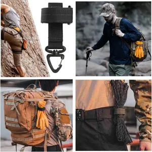 Mousqueton de sangle en nylon tactique pour rangement de gants d'extérieur randonnée