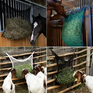 Filet à foin en nylon durable sac suspendu en mailles pour chevaux et alimentation en écurie.