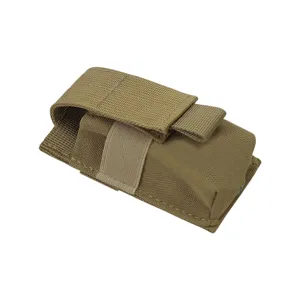 Compact tactical flashlight pouch made of durable nylon for outdoor sports and Molle gear.