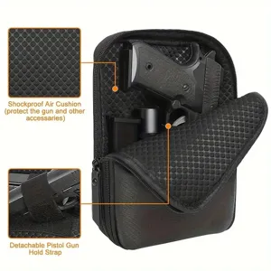 Sac de rangement tactique pour pistolet avec coussin d'air antichoc et sangle amovible extérieure
