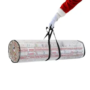 Bolsa de almacenamiento cilíndrica para papel de regalo con asas, organizador de malla.