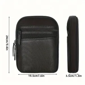 Sac bandoulière homme en PU imperméable sacoche tactique étanche petit sac messenger noir