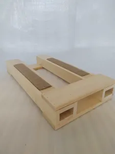 Soporte auxiliar de apareamiento para gatos de madera maciza con rascador de sisal.