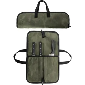 Sac à Couteaux de Chef en Toile Portable d'Extérieur Sac de Rangement d'Outils Multifonctionnel Avec Fermeture Éclair Voyage Camping Pique-Nique