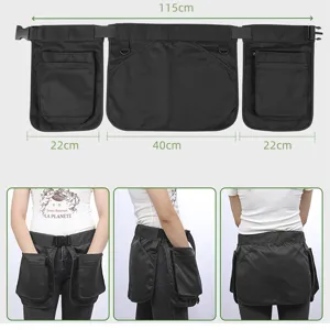 Multi-pocket gardening tool waist bag with adjustable belt and large capacity storage pockets.