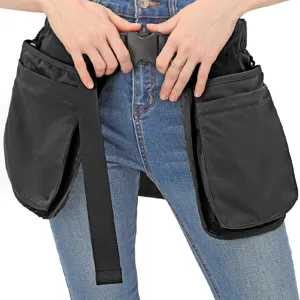 Black multi-pocket garden tool waist bag adjustable utility belt for outdoor work