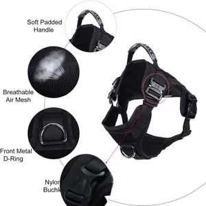 Tactical dog harness vest breathable air mesh nylon pet chest strap with metal D-ring