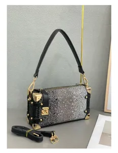 Strass-Koffertasche Umhängetasche Luxus Box Handtasche mit goldener Hardware Damen