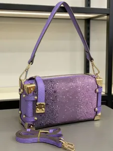 Damen Mode Strass Umhängetasche Synthetisches Leder Luxus Koffertasche Kleine Crossbody Handtasche Für Den Täglichen Weg
