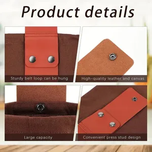 Canvas foraging bag detail view showing sturdy belt loop, metal press studs and large capacity.