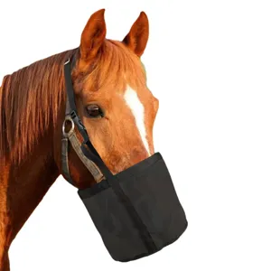 Filet de bouche anti-fouille pour chevaux museliere respirante en maille noire accessoire