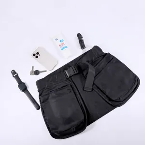 Outdoor multi-functional storage waist bag with multiple large pockets and durable zipper.