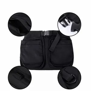 Black multi-pocket tactical waist bag tactical tool storage pouch with zipper and buckle.