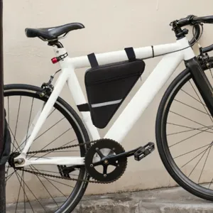 Waterproof bicycle triangle bag black frame storage pouch with reflective strip for mountain bike