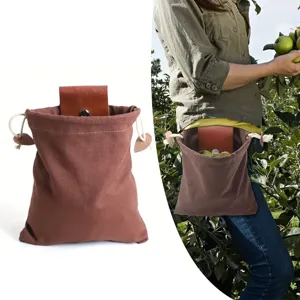 Outdoor Foldable Sports Waist Bag Canvas PU Material Foraging Bag Fruit Picking Tool Storage Bag Running Hiking Bag