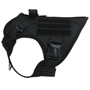 Black tactical dog harness vest chest strap for medium large dogs outdoor training durable