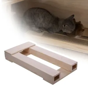 Rascador para Gatos de Madera Maciza Marco de Cría de Mascotas Alfombrilla de Sisal Natural Soporte Multiuso