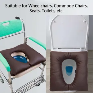 Waterproof commode cushion for wheelchair and toilet seat, thick pressure relief pad.