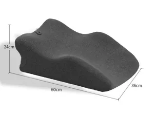 Detailed view of the large grey ergonomic bed wedge support cushion showing product dims.
