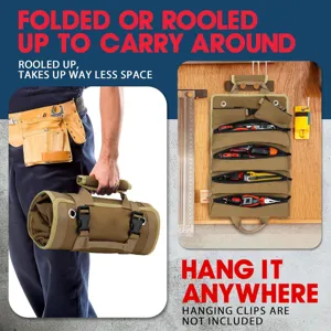 Borsa porta attrezzi in tessuto oxford resistente con molteplici tasche con cerniera utili.