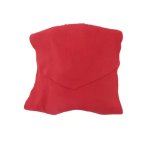 Cuscino da viaggio rosso in pile, morbido cuscino cervicale pieghevole a U per comfort.