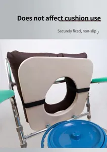 Detailed view of the medical nursing cushion with a center hole and adjustable straps.