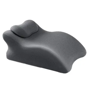 Ergonomic intimate support pillow with wave curve design, comfortable fabric cover for bedroom use.