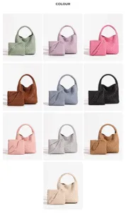 Woven Leather Handbag Set Tote Bag Mother-Child Bag Commuter Crossbody Bag Multiple Colors