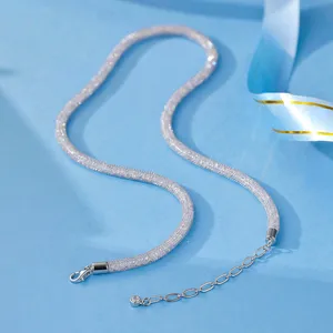 Italian style sparkling mesh tube choker necklace for women, elegant fashion jewelry accessory main view