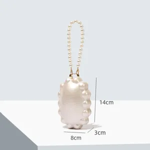 Elegant acrylic pearl evening handbag with chain handle for women party wedding.