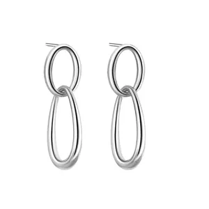 Geometrische hangende zilveren metalen oorbellen voor vrouwen stijlvolle sieraden.