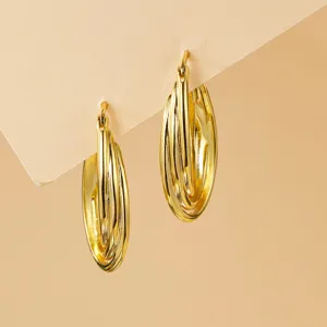 Niche-ontwerp Driedimensionale Meerlagige Ovale Oorknopjes Voor Dames Lichte Luxe Koperen Oorbellen Met 925 Sterling Zilver Stift Hoogwaardige Mode-sieraden