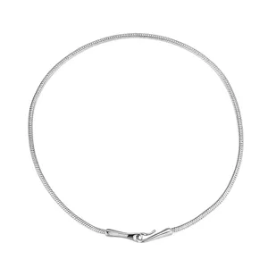 Minimalist silver snake bone chain necklace, elegant stacked plain bare choker for women.