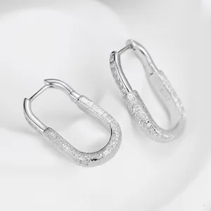 925 zilver minimalistische geometrische ovale oorbellen voor vrouwen, chique stijl.