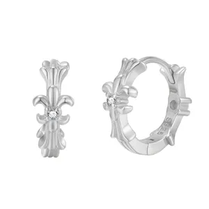 Boucles d'oreilles créoles croix fleur-de-lis en argent sterling S925 style punk