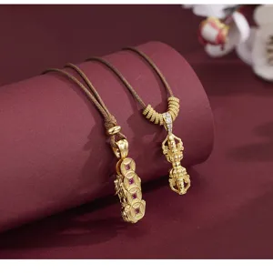 Exquisite gold-plated S925 silver Chinese style vajra and pixiu pendant necklaces.
