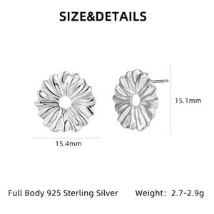 Pendientes de tuerca de margarita pequeña de plata de ley 925 joyería minimalista mujer