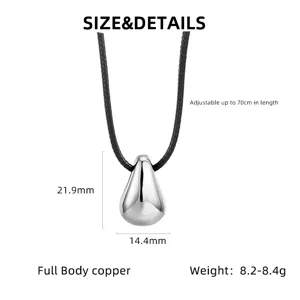 Collier pendentif goutte d'eau minimaliste avec une corde noire élégante et réglable