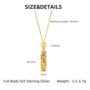 Collier pendentif barre carrée en argent sterling 925, bijoux élégants pour femmes.