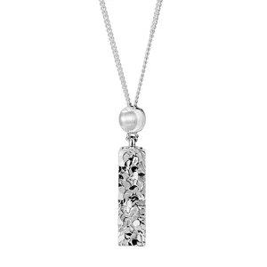 Collier pendentif barre carrée texturée en argent sterling S925, design de bijoux unique.