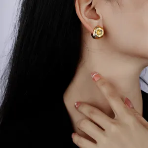 Pendientes de cúpula de cobre texturizados elegantes, pendientes geométricos modernos chic.