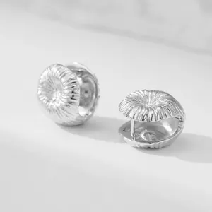 Pendientes de aro texturizados cepillados elegantes, joyería de moda minimalista chic