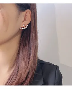 Boucles d'oreilles perles argent S925 style coréen design éventail sourire détails