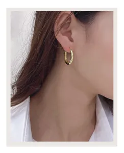Gold plated S925 sterling silver geometric hoop earrings for women minimalist jewelry daily wear