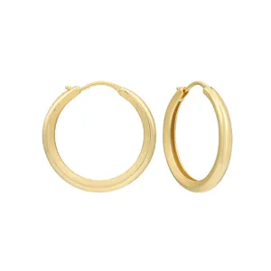 Gold-plated S925 silver minimalist geometric hoop earrings pair on clean white background