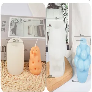 Silicone candle molds for DIY aromatherapy candles and creative plaster ornaments with sizes.
