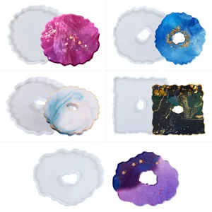 Silikonform Untersetzer Set DIY unregelmäßige Epoxidharz Gießform für Heimdekoration Handwerk