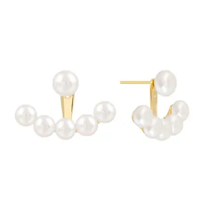 Boucles d'oreilles perles argent S925 style coréen, élégantes boucles arc pour femmes.