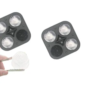 Molde de cubitos de hielo de silicona con forma de rosa para whisky y bebidas, set de 2.