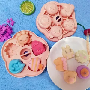 Cute silicone baby food mold cartoon animal shaped baking tool for making cake and rice cake